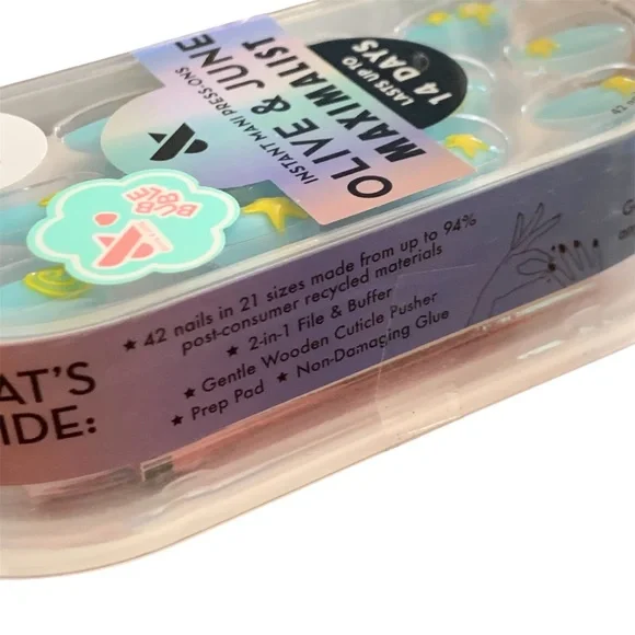 Olive & June Instant Mani Press-On Nails Almond Medium Fun Zone NWT - Picture 5 of 6